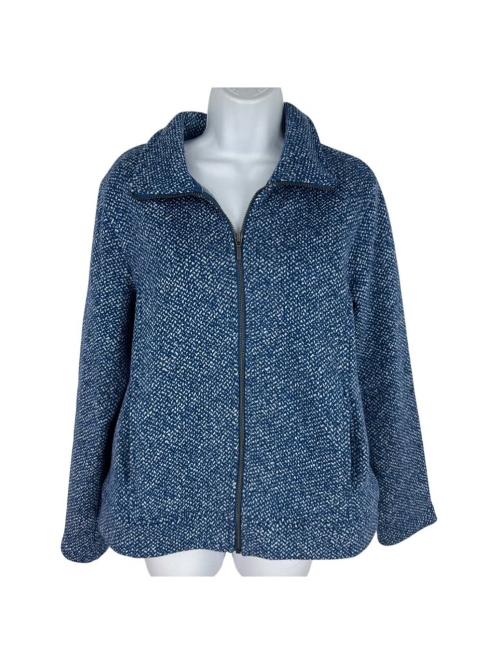 Lands End Women's Sweater Fleece Zip Front Jacket Size S (6-8)